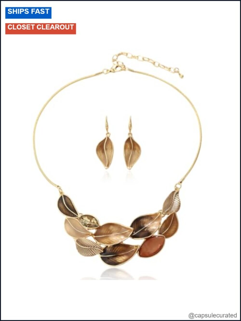 Vintage Statement Jewelry Set - Chunky Flower Floral Resin Bib Necklace Earring